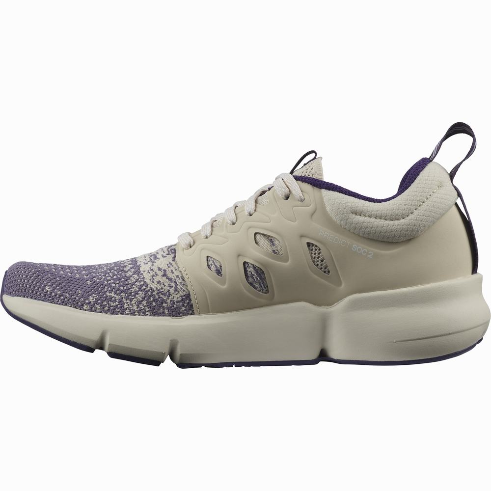 Dámské Běžecké Boty Salomon Predict Soc 2 Beige/Purple | CZ-9628173