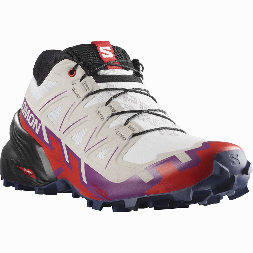 Dámské Trailové Běžecké Boty Salomon Speedcross 6 White/Purple/Red | CZ-1396058