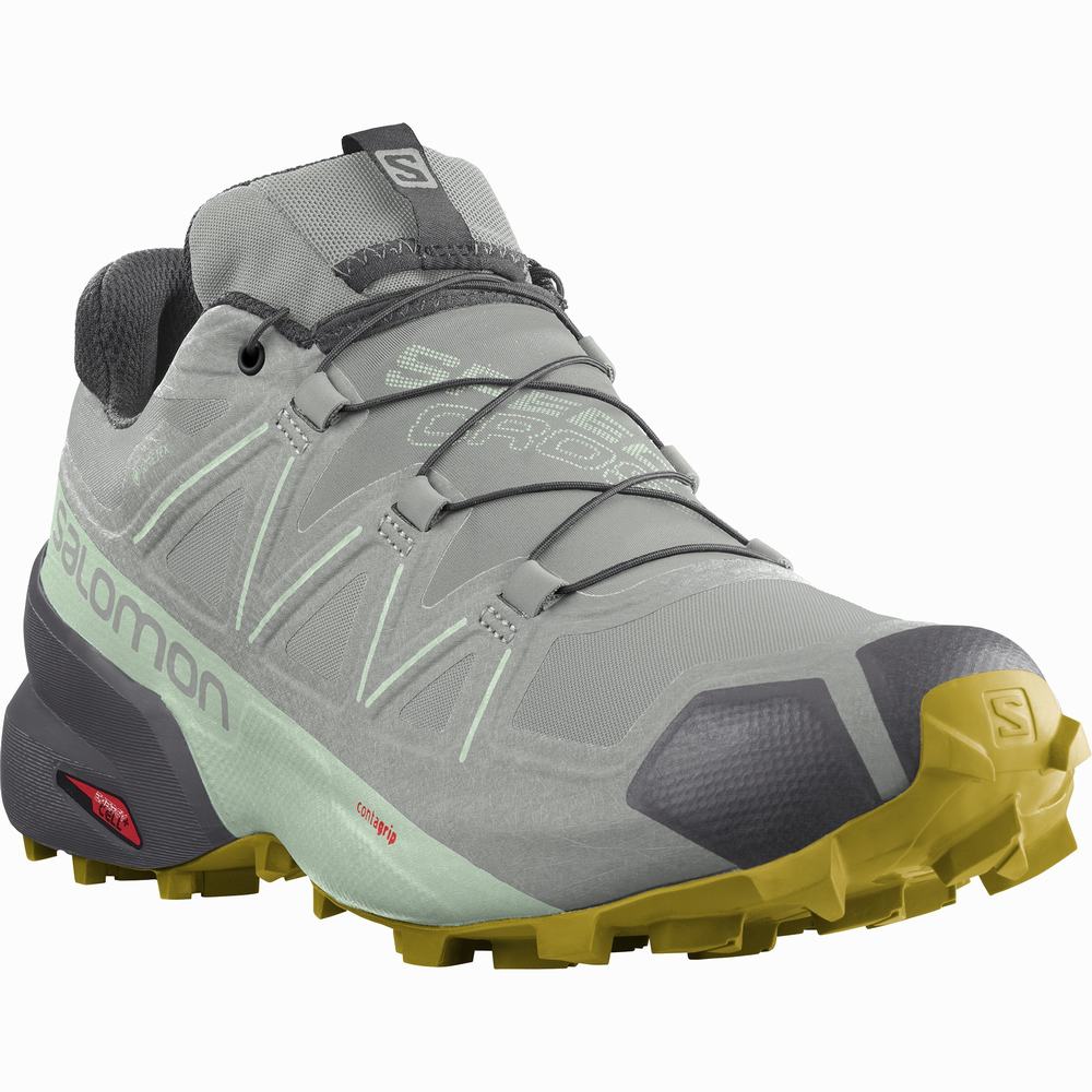 Dámské Trailové Běžecké Boty Salomon Speedcross 5 Gore-tex Grey/Turquoise | CZ-4731265