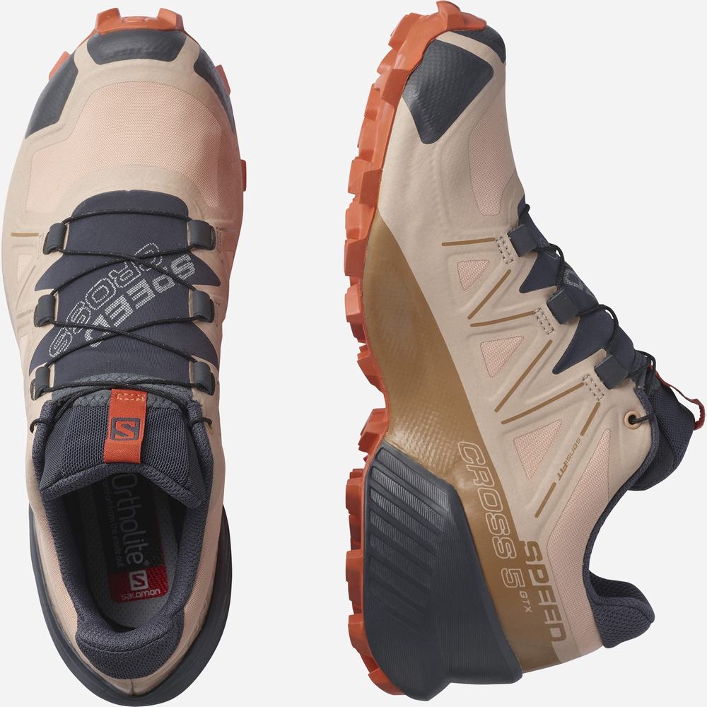 Dámské Trailové Běžecké Boty Salomon Speedcross 5 Gore-tex Brown/navy | CZ-9105342