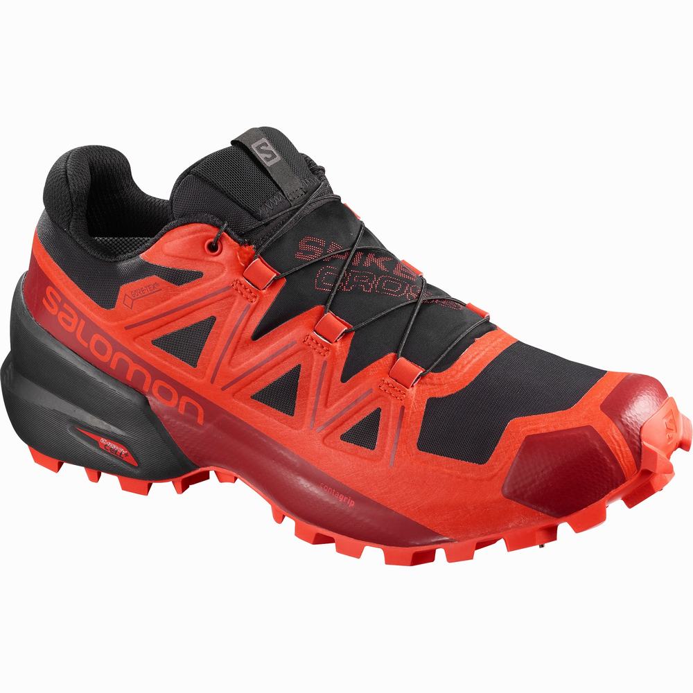 Dámské Trailové Běžecké Boty Salomon Spikecross 5 Gore-tex Black/Red | CZ-3742610