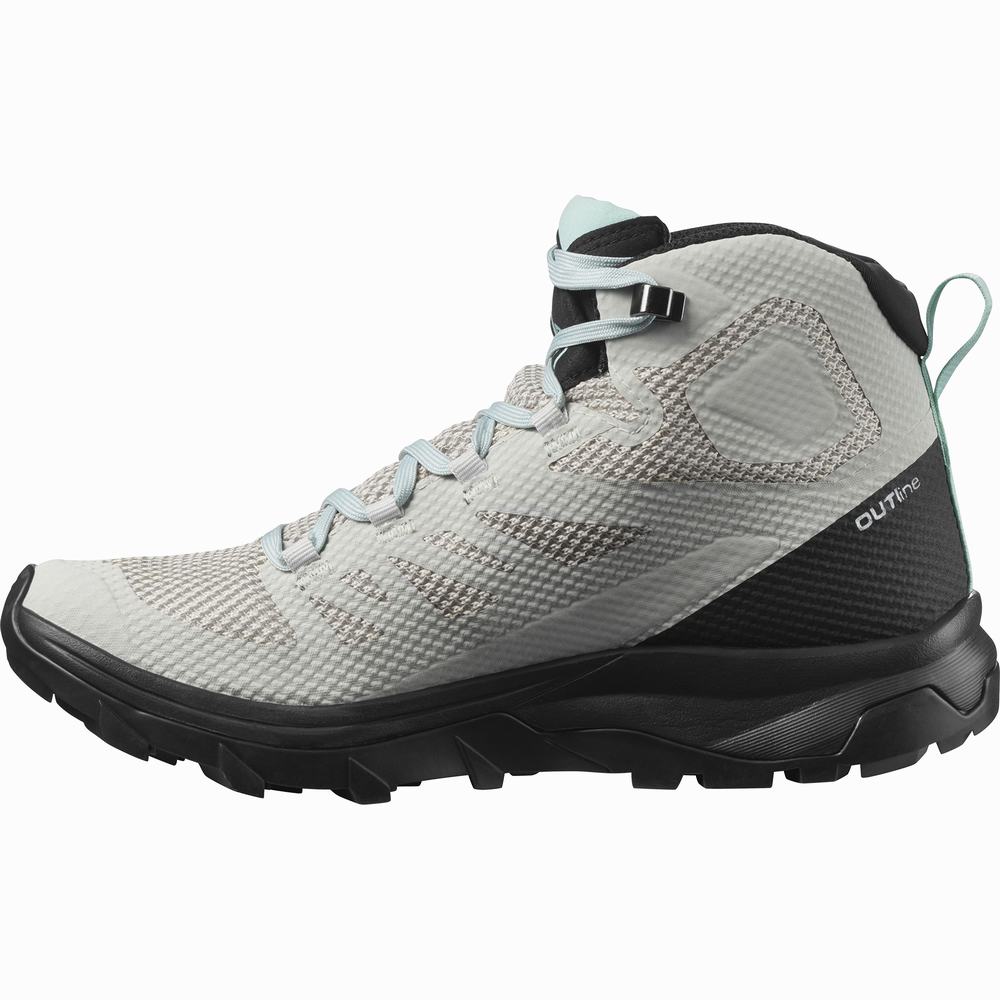 Dámské Turistické Boty Salomon Outline Mid Gore-tex Turquoise/Black | CZ-0159276