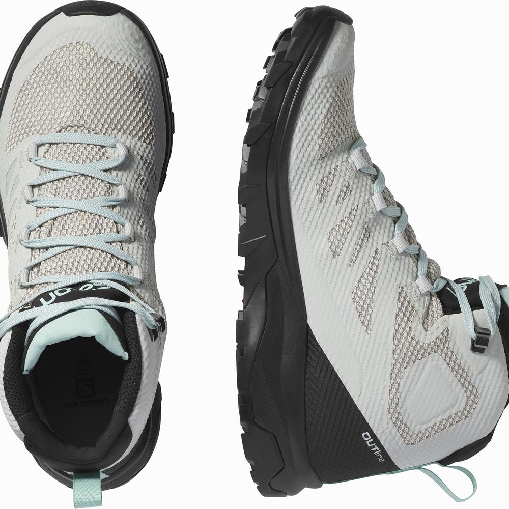 Dámské Turistické Boty Salomon Outline Mid Gore-tex Turquoise/Black | CZ-0159276