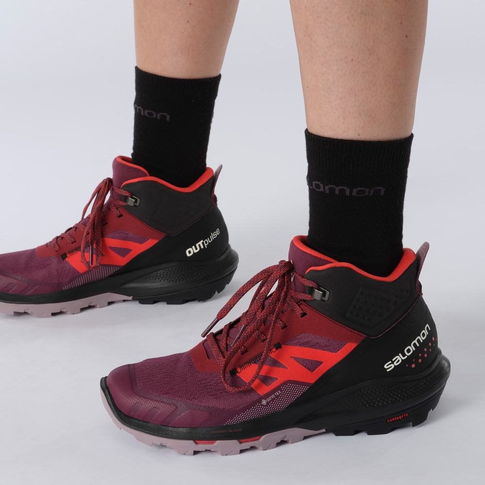 Dámské Turistické Boty Salomon Outpulse Mid Gore-tex Purple/Red | CZ-3750496