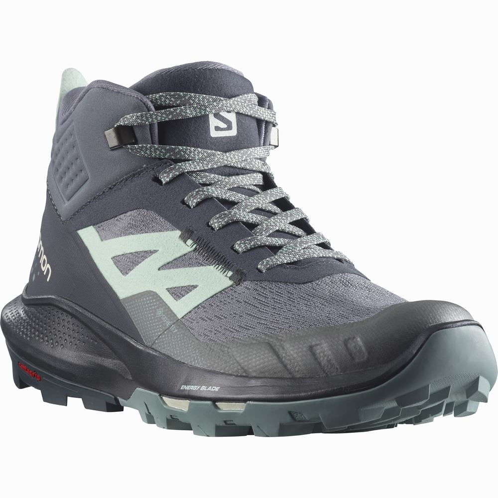 Dámské Turistické Boty Salomon Outpulse Mid Gore-tex Grey/Navy | CZ-6035278