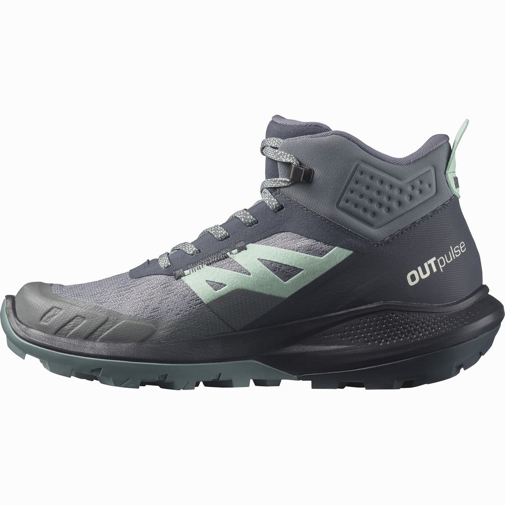 Dámské Turistické Boty Salomon Outpulse Mid Gore-tex Grey/Navy | CZ-6035278