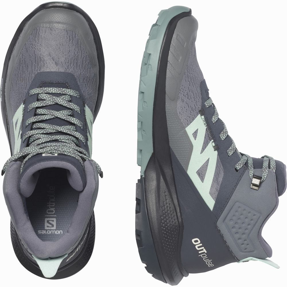 Dámské Turistické Boty Salomon Outpulse Mid Gore-tex Grey/Navy | CZ-6035278