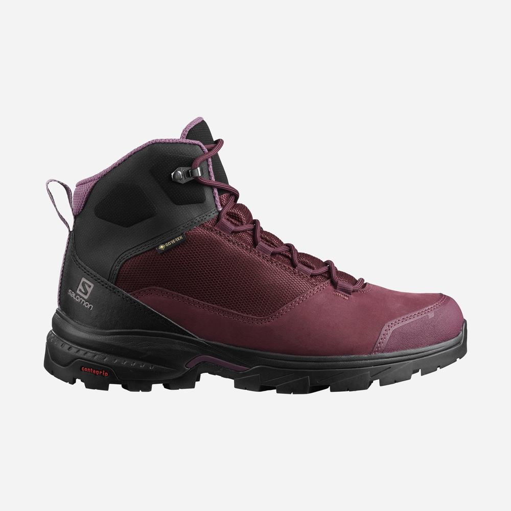 Dámské Turistické Boty Salomon Outward Gore-tex Burgundy/Black | CZ-5290468