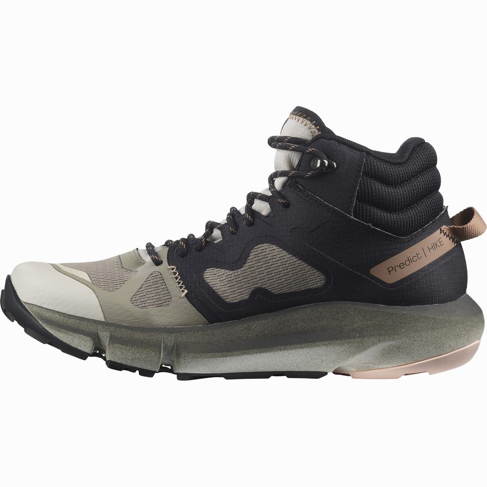 Dámské Turistické Boty Salomon Predict Hike Mid Gore-tex Khaki/Black | CZ-1652349