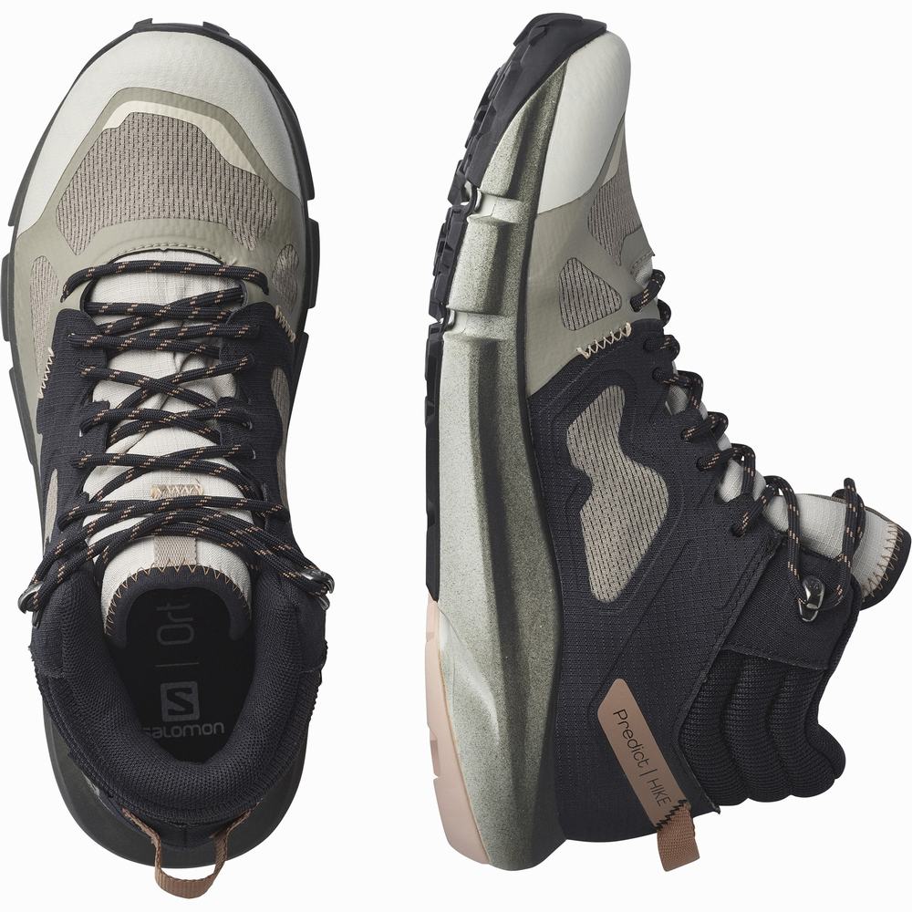 Dámské Turistické Boty Salomon Predict Hike Mid Gore-tex Khaki/Black | CZ-1652349