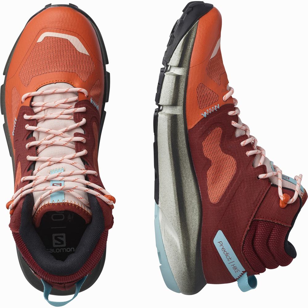 Dámské Turistické Boty Salomon Predict Hike Mid Gore-tex Orange/Brown/Blue | CZ-9824537