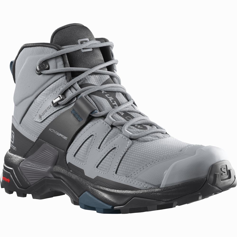 Dámské Turistické Boty Salomon X Ultra 4 Mid Gore-tex Black/Blue | CZ-1345780