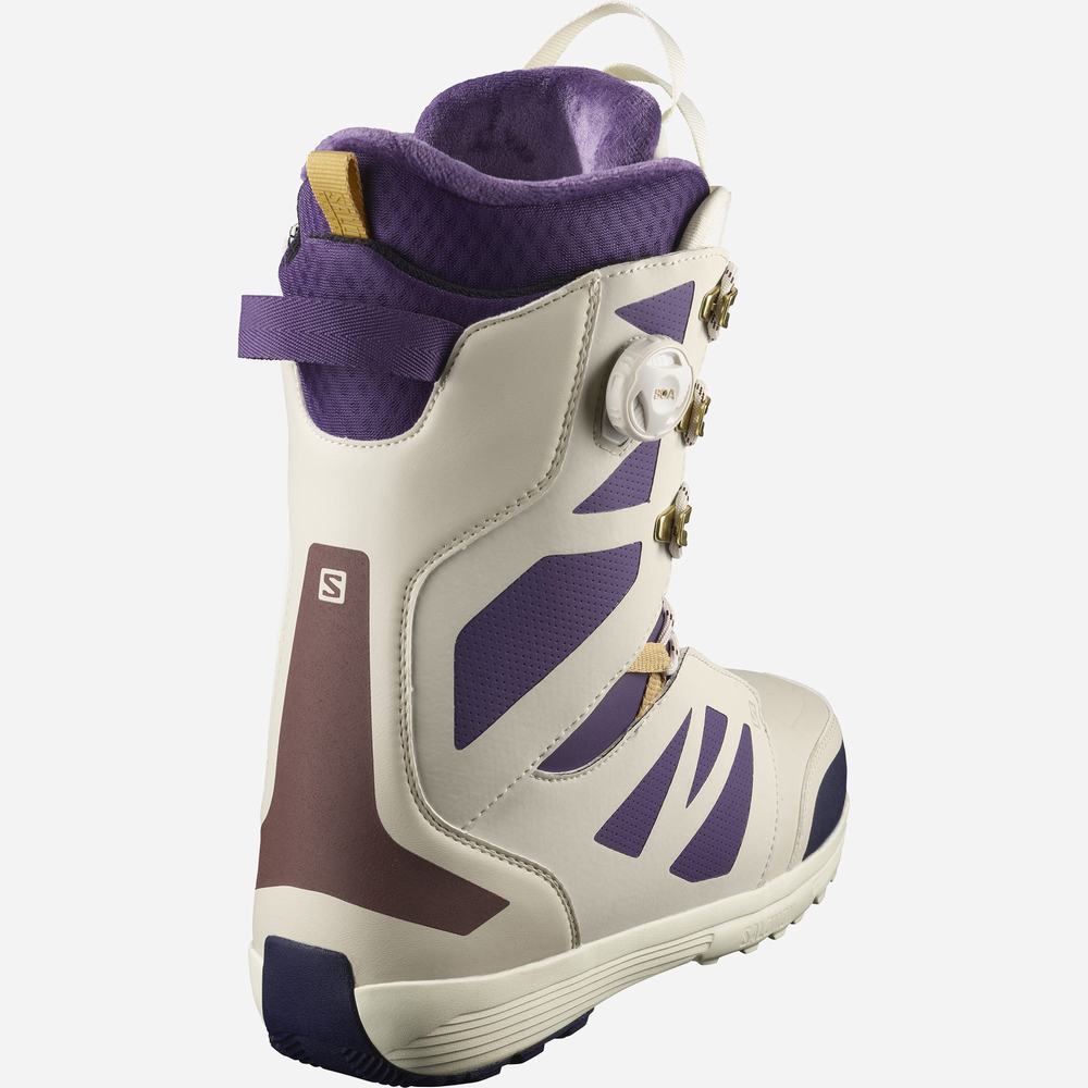 Pánské Snowboardové Boty Salomon Launch Krajkové Sj Boa Team White/Purple | CZ-6815907