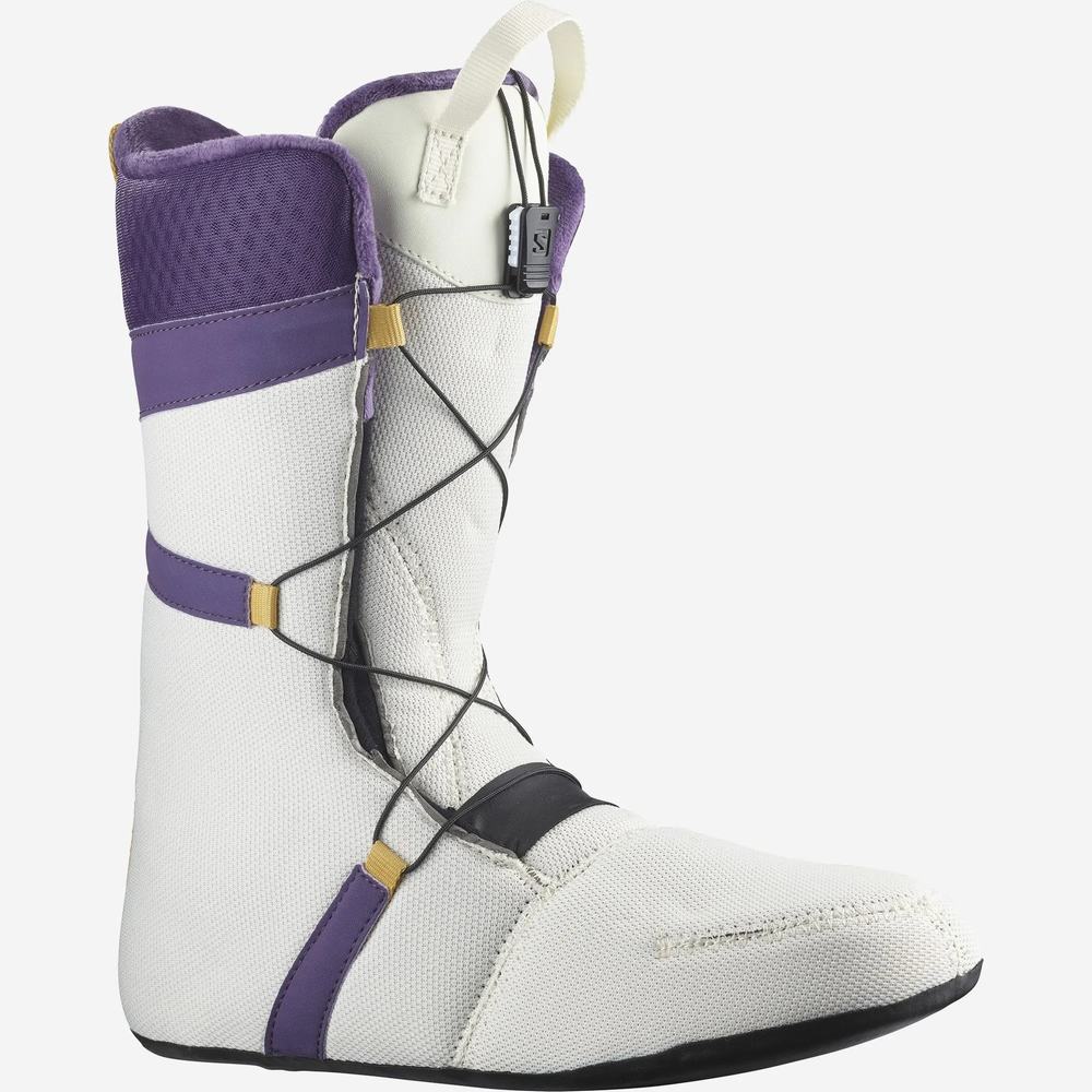 Pánské Snowboardové Boty Salomon Launch Krajkové Sj Boa Team White/Purple | CZ-6815907