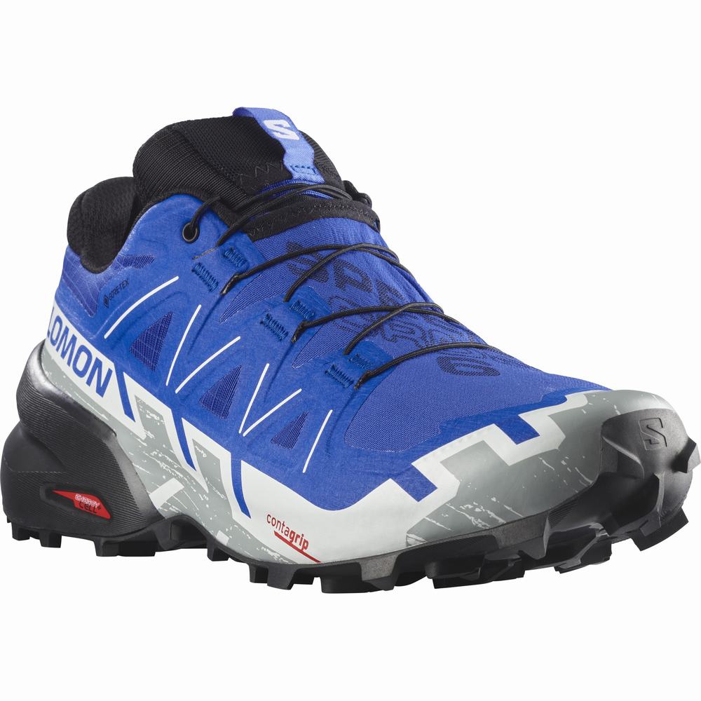 Pánské Trailové Běžecké Boty Salomon Speedcross 6 Gore-tex Blue/Black/White | CZ-0384965