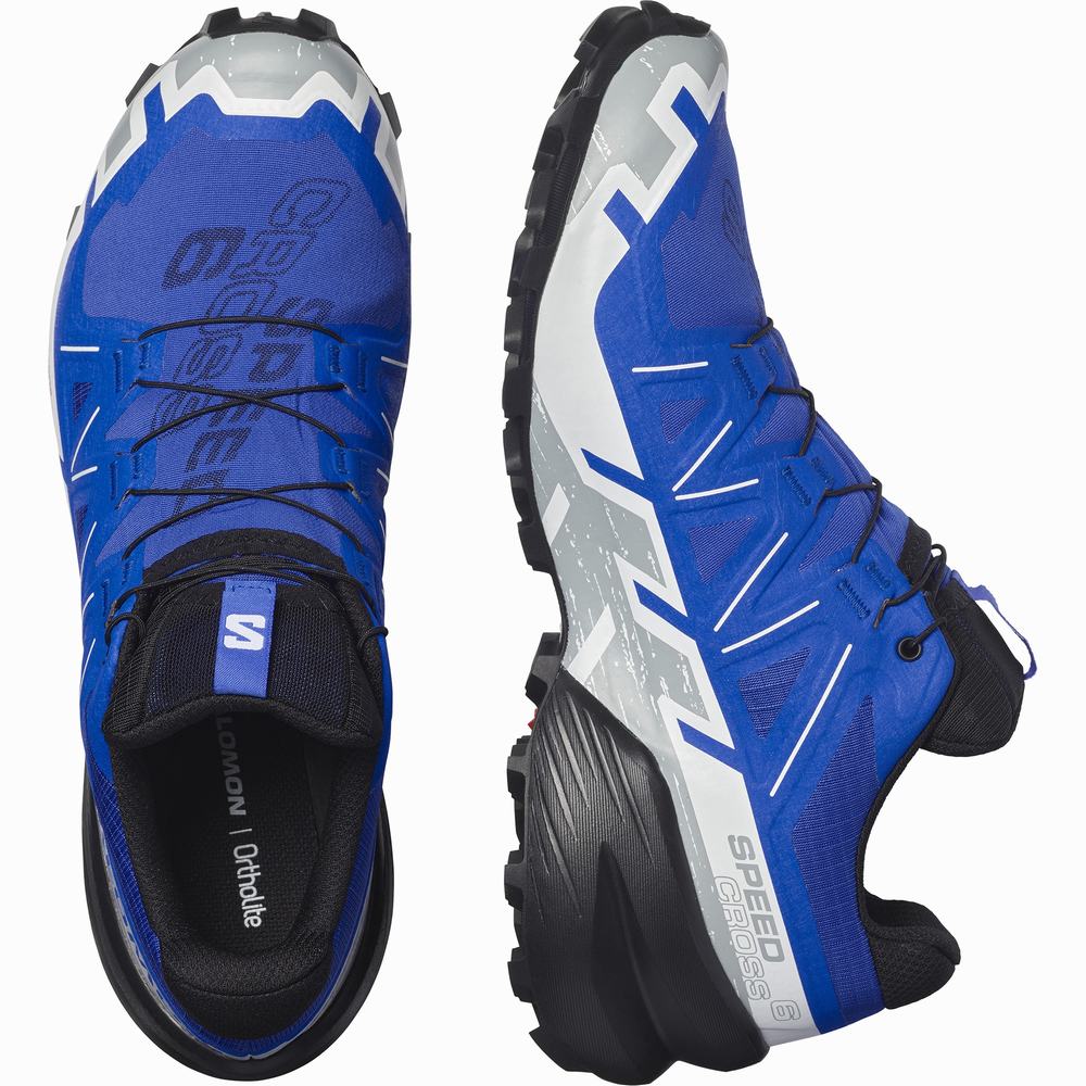 Pánské Trailové Běžecké Boty Salomon Speedcross 6 Gore-tex Blue/Black/White | CZ-0384965