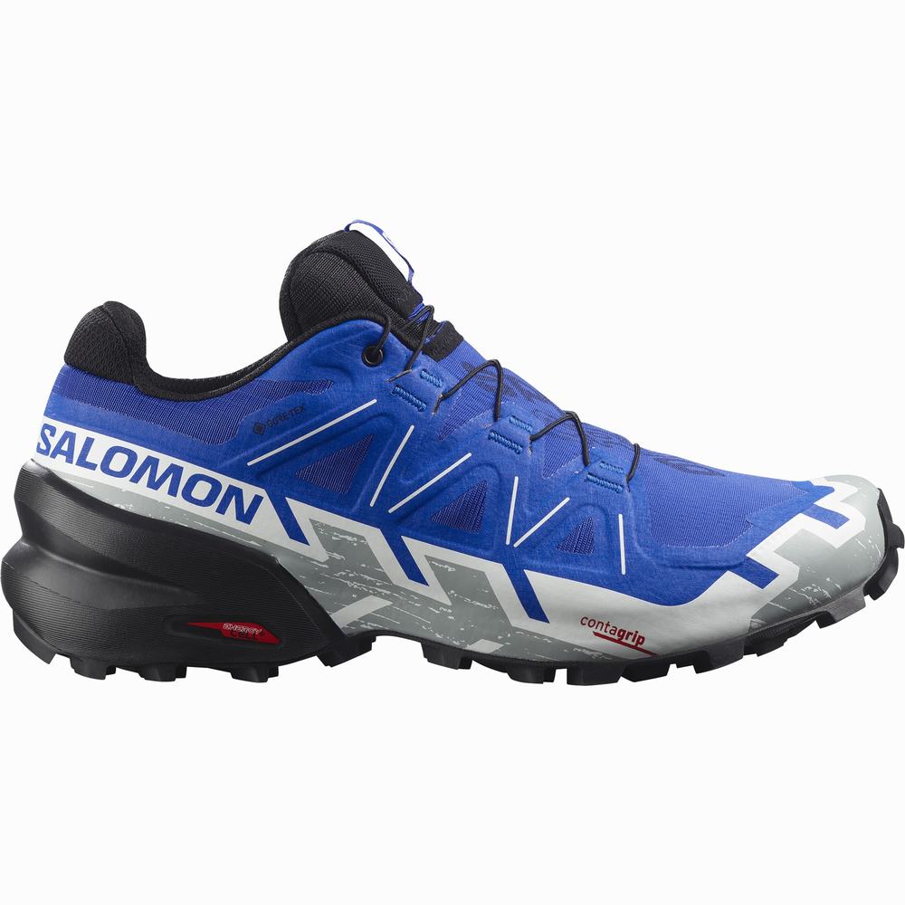 Pánské Trailové Běžecké Boty Salomon Speedcross 6 Gore-tex Blue/Black/White | CZ-0384965