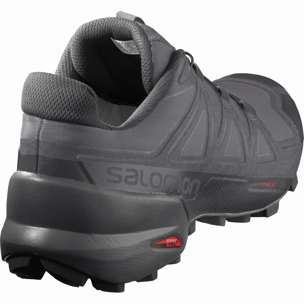 Pánské Trailové Běžecké Boty Salomon Speedcross 5 Grey/Black | CZ-0451327