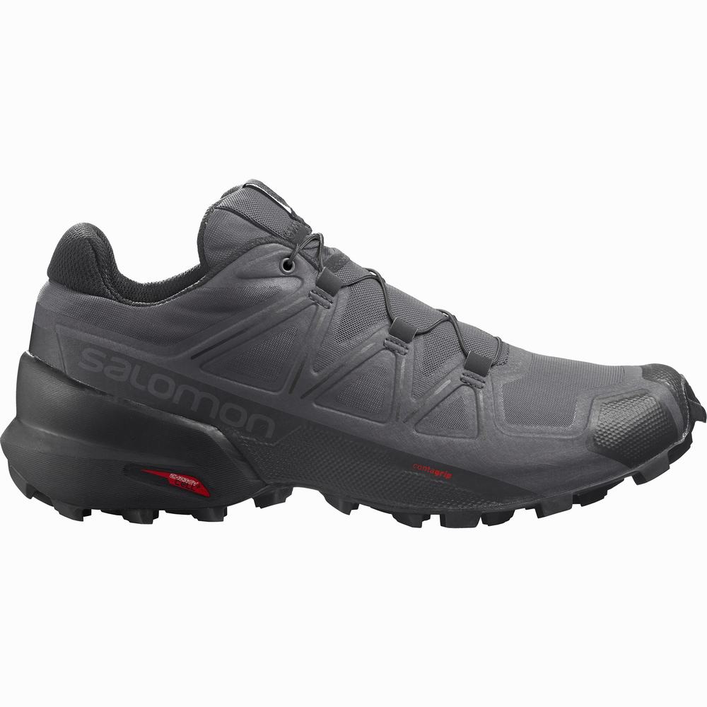 Pánské Trailové Běžecké Boty Salomon Speedcross 5 Grey/Black | CZ-0451327