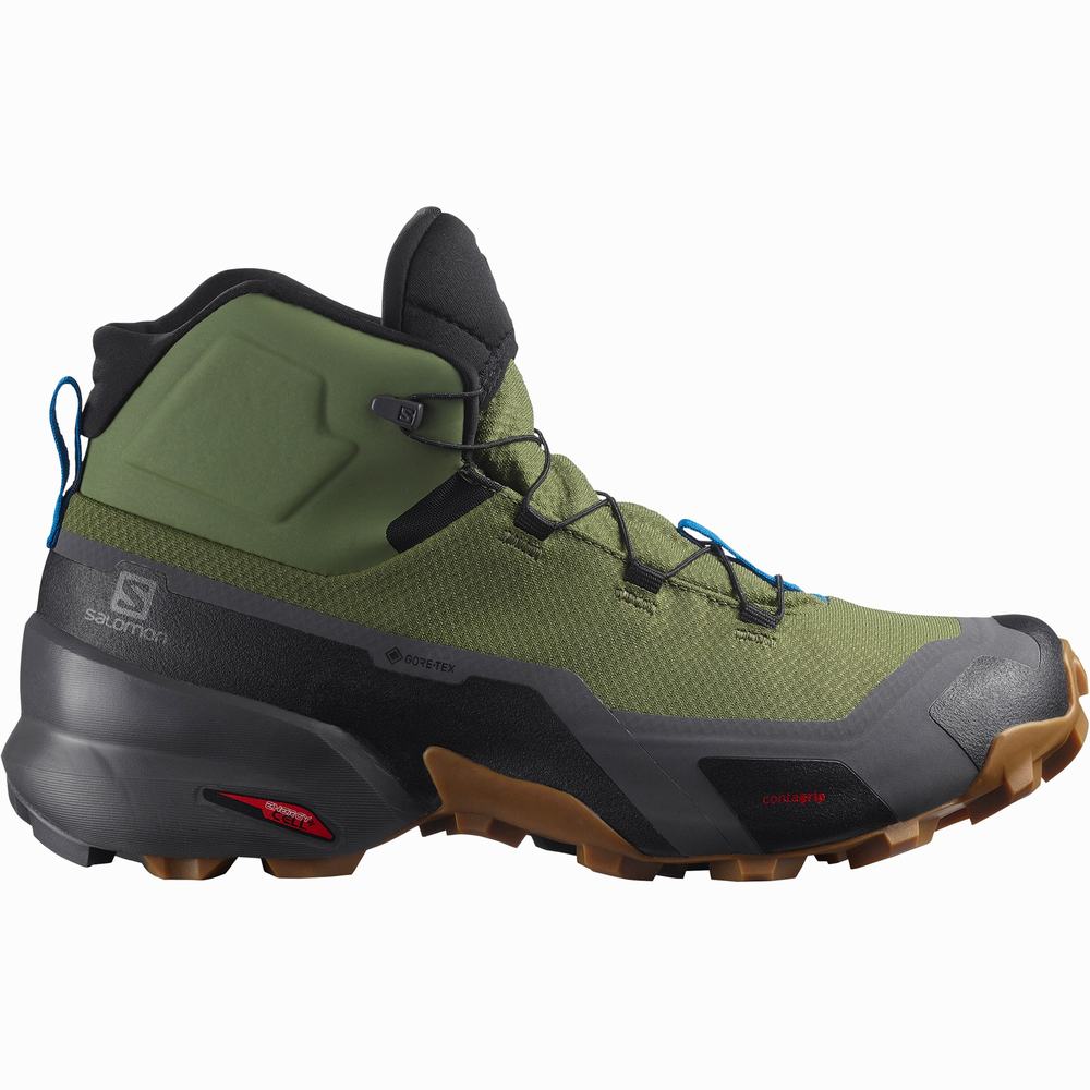 Pánské Turistické Boty Salomon Cross Hike Mid Gore-tex Green/Black | CZ-6548723