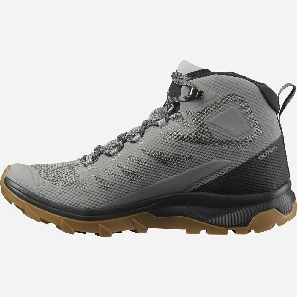 Pánské Turistické Boty Salomon Outline Mid Gore-tex Grey/Black | CZ-0584632