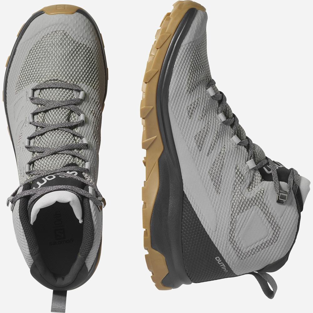 Pánské Turistické Boty Salomon Outline Mid Gore-tex Grey/Black | CZ-0584632