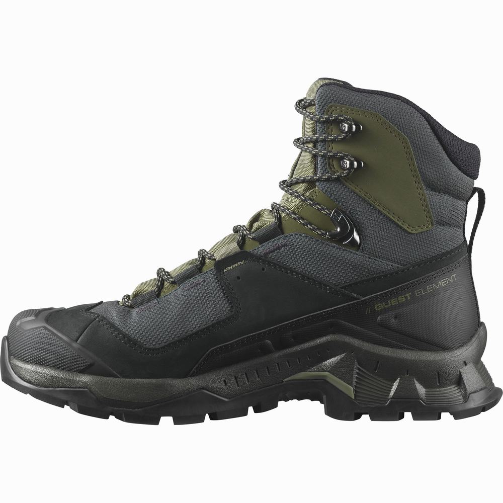 Pánské Turistické Boty Salomon Quest Element Gore-tex Black/Deep Green/Olive | CZ-8745139