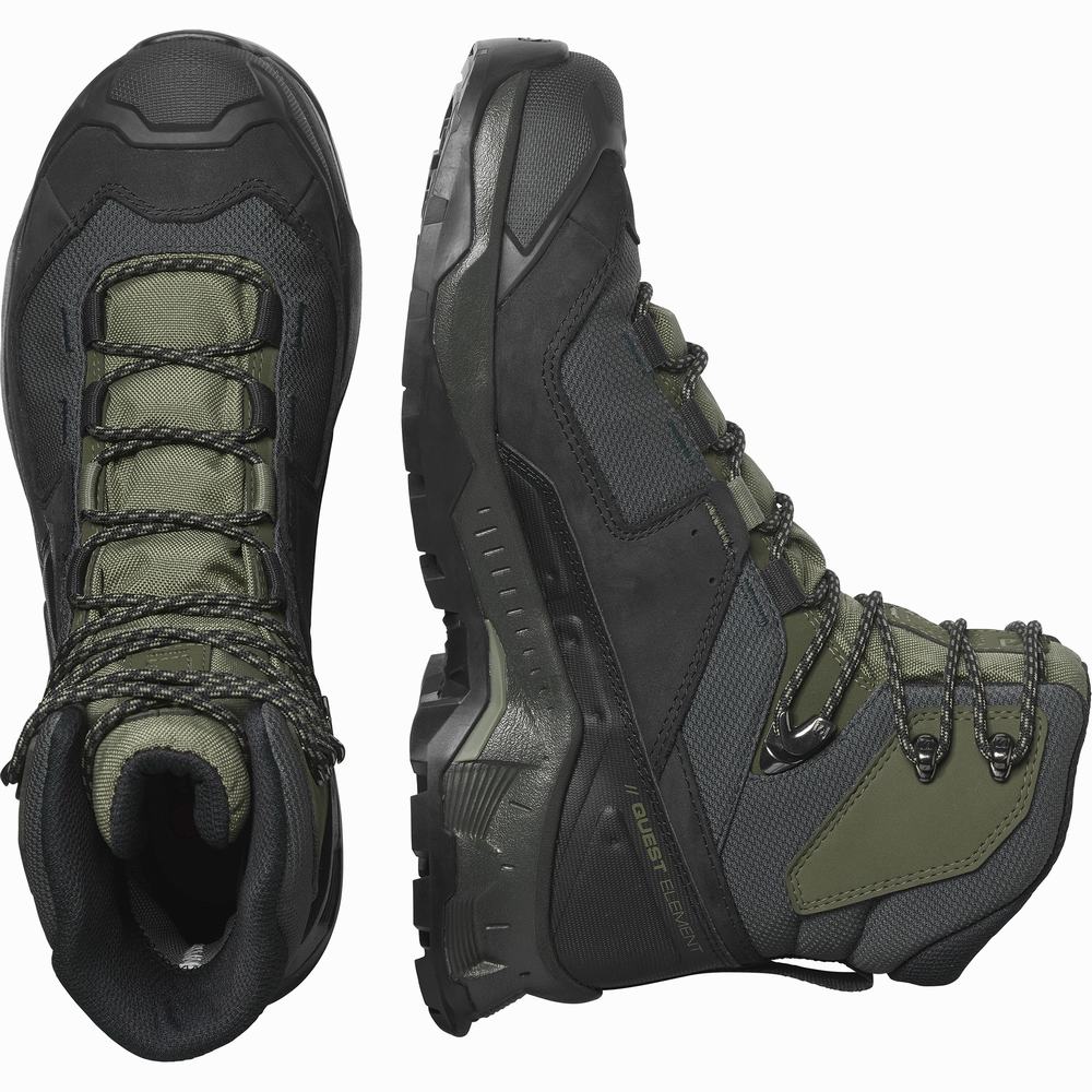 Pánské Turistické Boty Salomon Quest Element Gore-tex Black/Deep Green/Olive | CZ-8745139