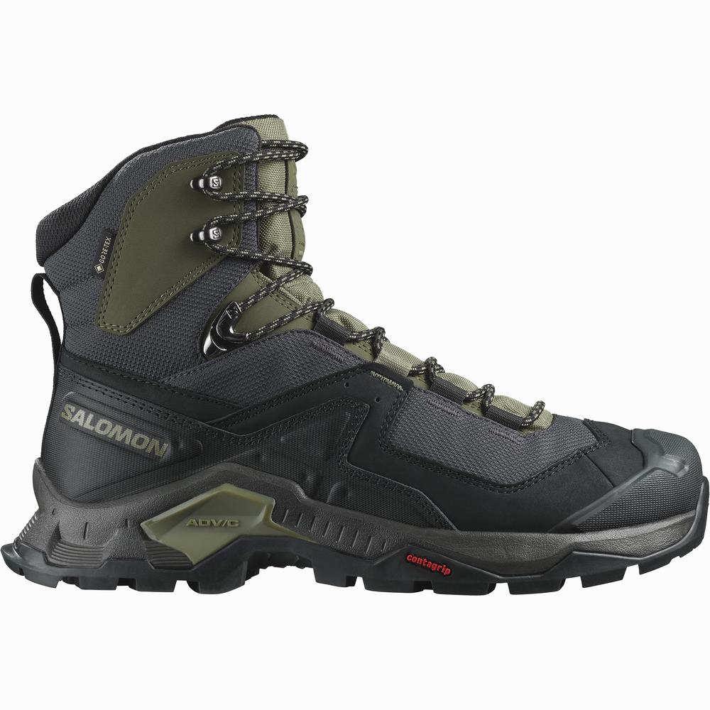 Pánské Turistické Boty Salomon Quest Element Gore-tex Black/Deep Green/Olive | CZ-8745139