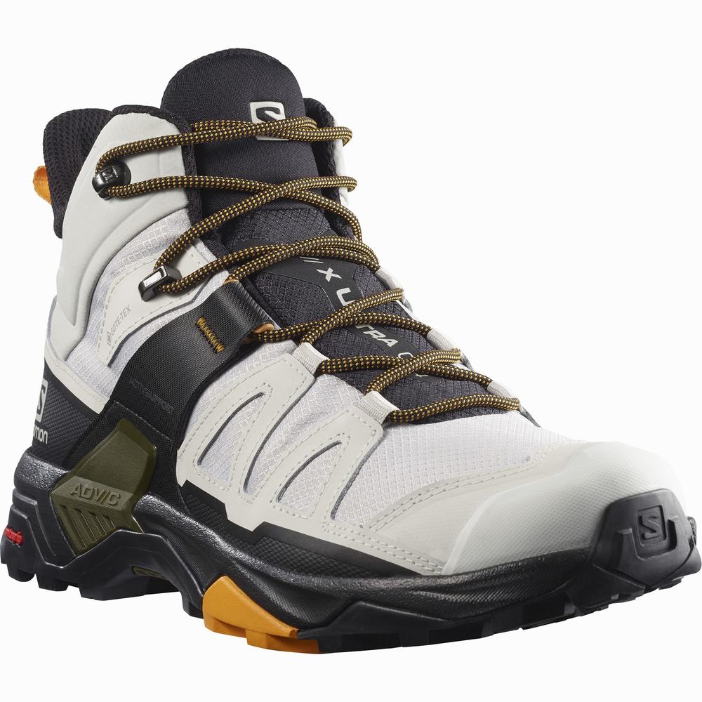 Pánské Turistické Boty Salomon X Ultra 4 Mid Gore-tex White/Black | CZ-9801675