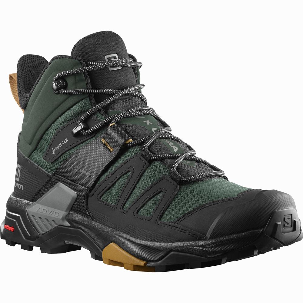 Pánské Turistické Boty Salomon X Ultra 4 Mid Gore-tex Green/Black | CZ-9854763