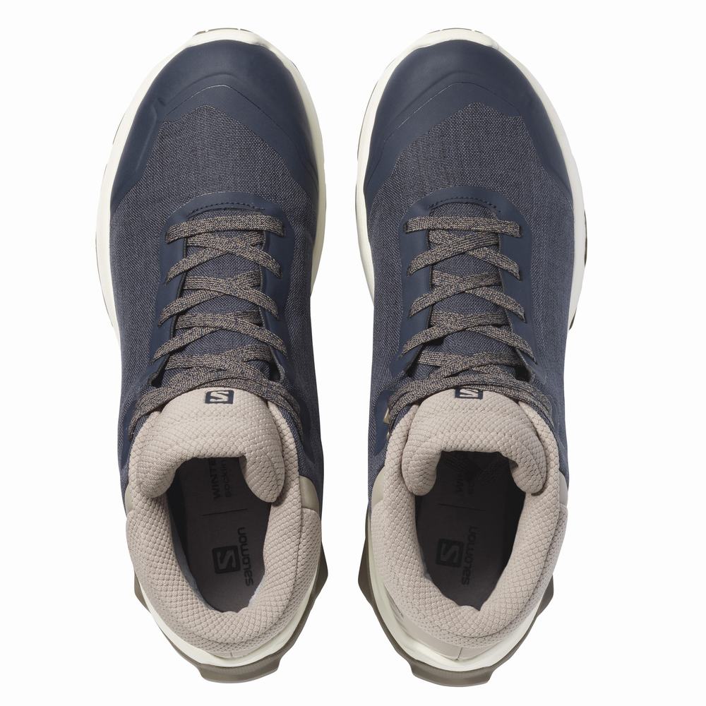 Pánské Zimní Boty Salomon X Reveal Chukka Climasalomon™ Nepromokavé Navy/Khaki | CZ-4376519