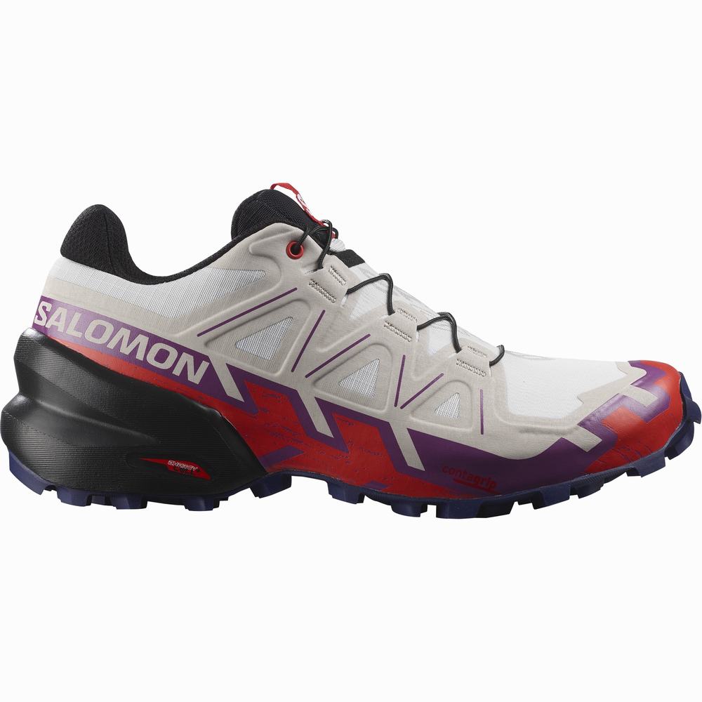 Dámské Trailové Běžecké Boty Salomon Speedcross 6 White/Purple/Red | CZ-1396058