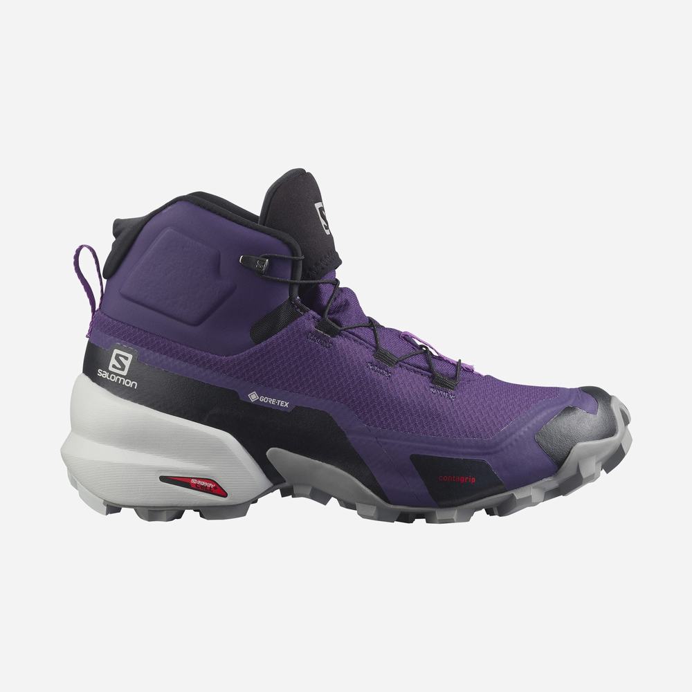 Dámské Turistické Boty Salomon Cross Hike Mid Gore-tex Purple/Grey/Royal | CZ-7915208