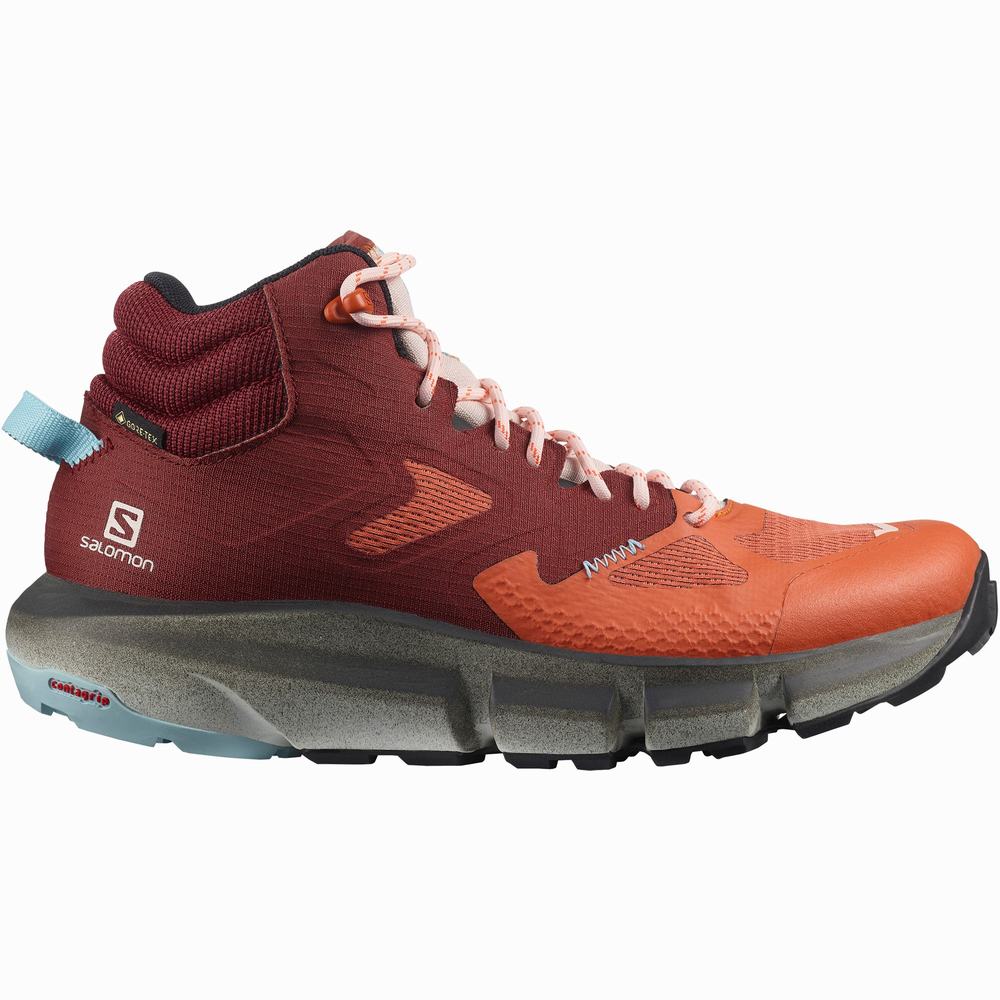 Dámské Turistické Boty Salomon Predict Hike Mid Gore-tex Orange/Brown/Blue | CZ-9824537