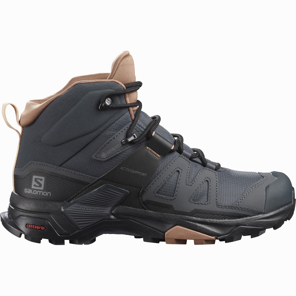 Dámské Turistické Boty Salomon X Ultra 4 Mid Gore-tex Navy/Black/Cream | CZ-7564092