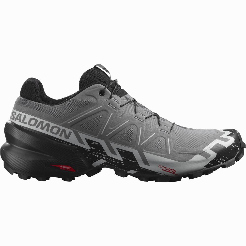 Pánské Trailové Běžecké Boty Salomon Speedcross 6 Grey/Black/Blue | CZ-3649781